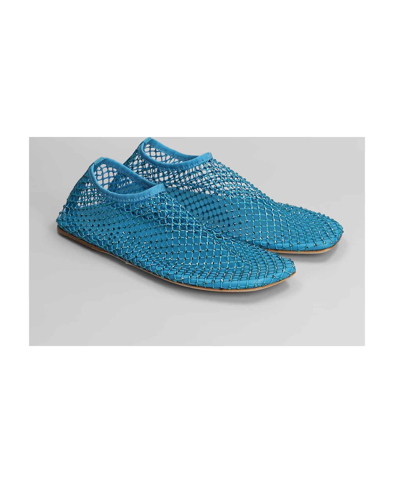 Minette Flat Ballet Flats In Cyan Nylon And Leather - 2