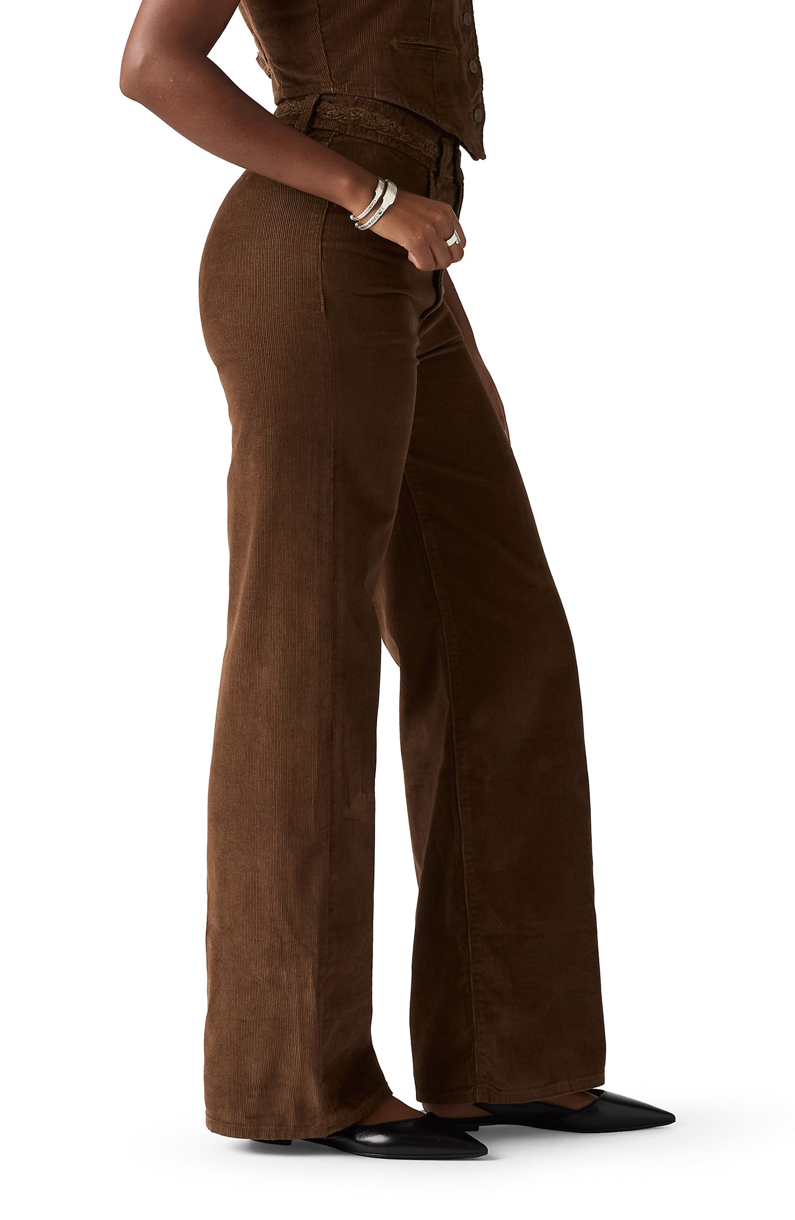 levi's Ribcage Braided High Waist Wide Leg Corduroy Jeans in Carafe at Nordstrom - 3