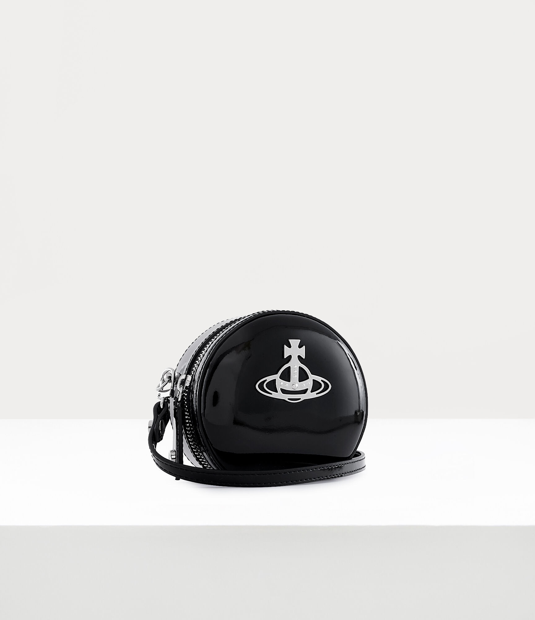 SHINY PATENT MINI ROUND CROSSBODY BAG - 2