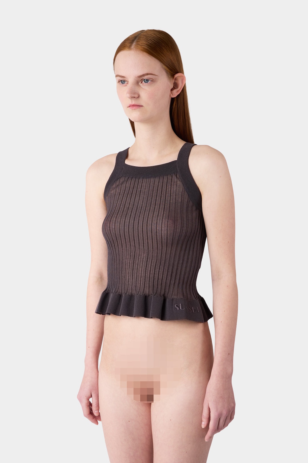 KNIT TANK TOP / charcoal grey - 1