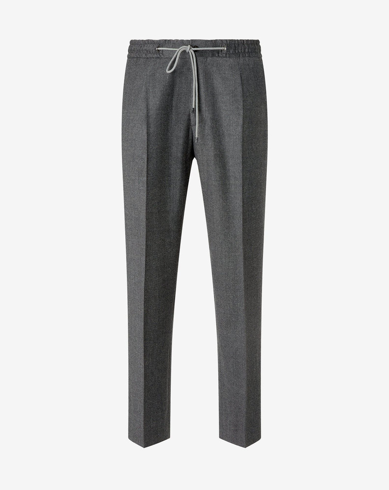 Grey micropatterned stretch wool flannel joggers 1