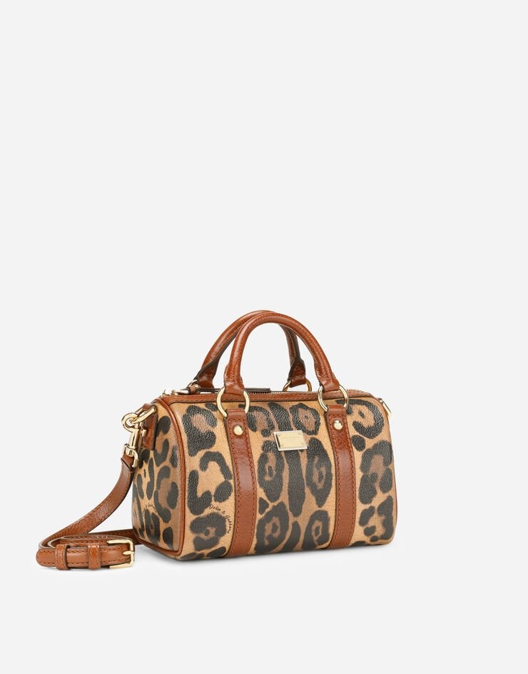 Small box satchel in leopard-print Crespo with branded plate - 3