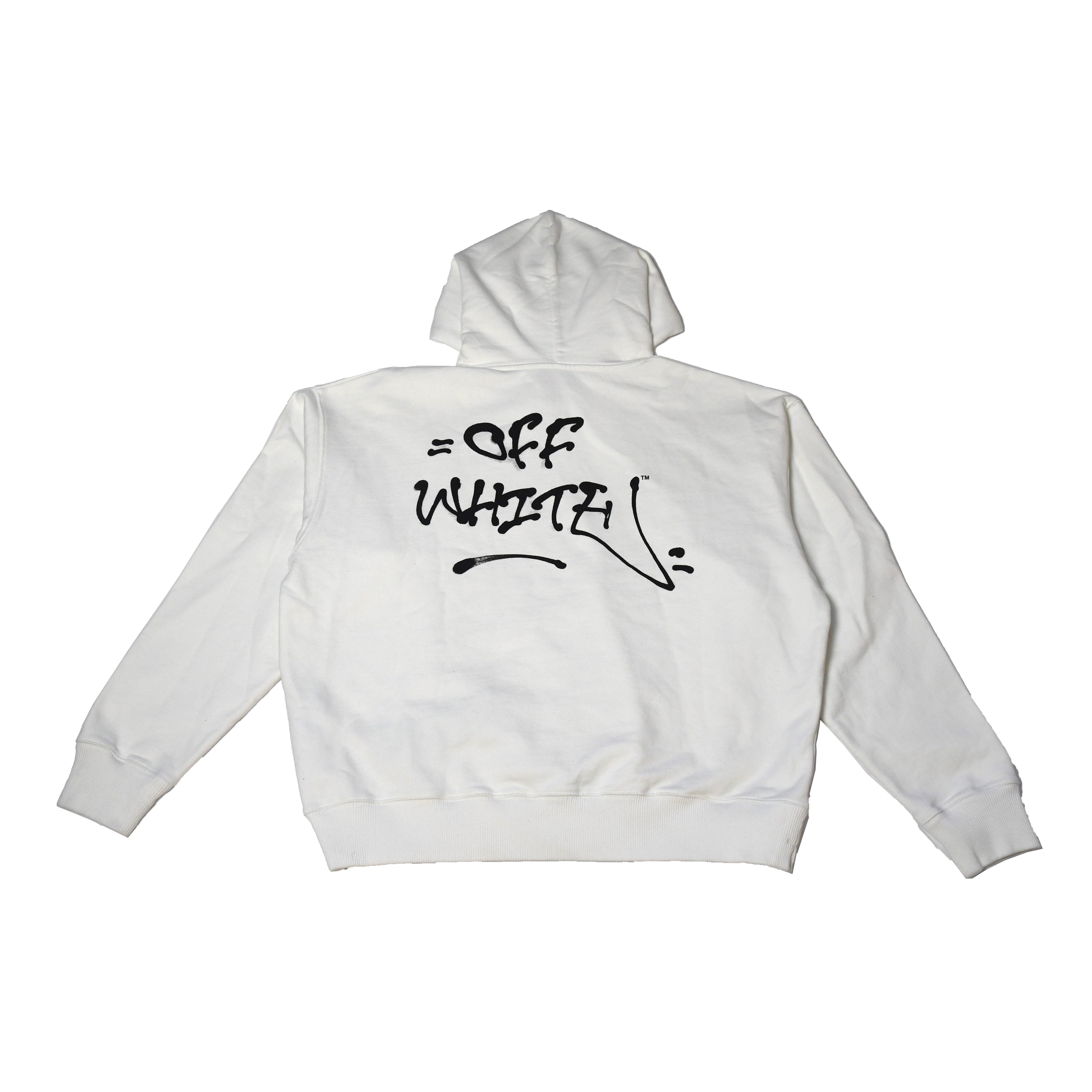 Off-White Neen Graffiti Skater Hoodie White Orange - 2