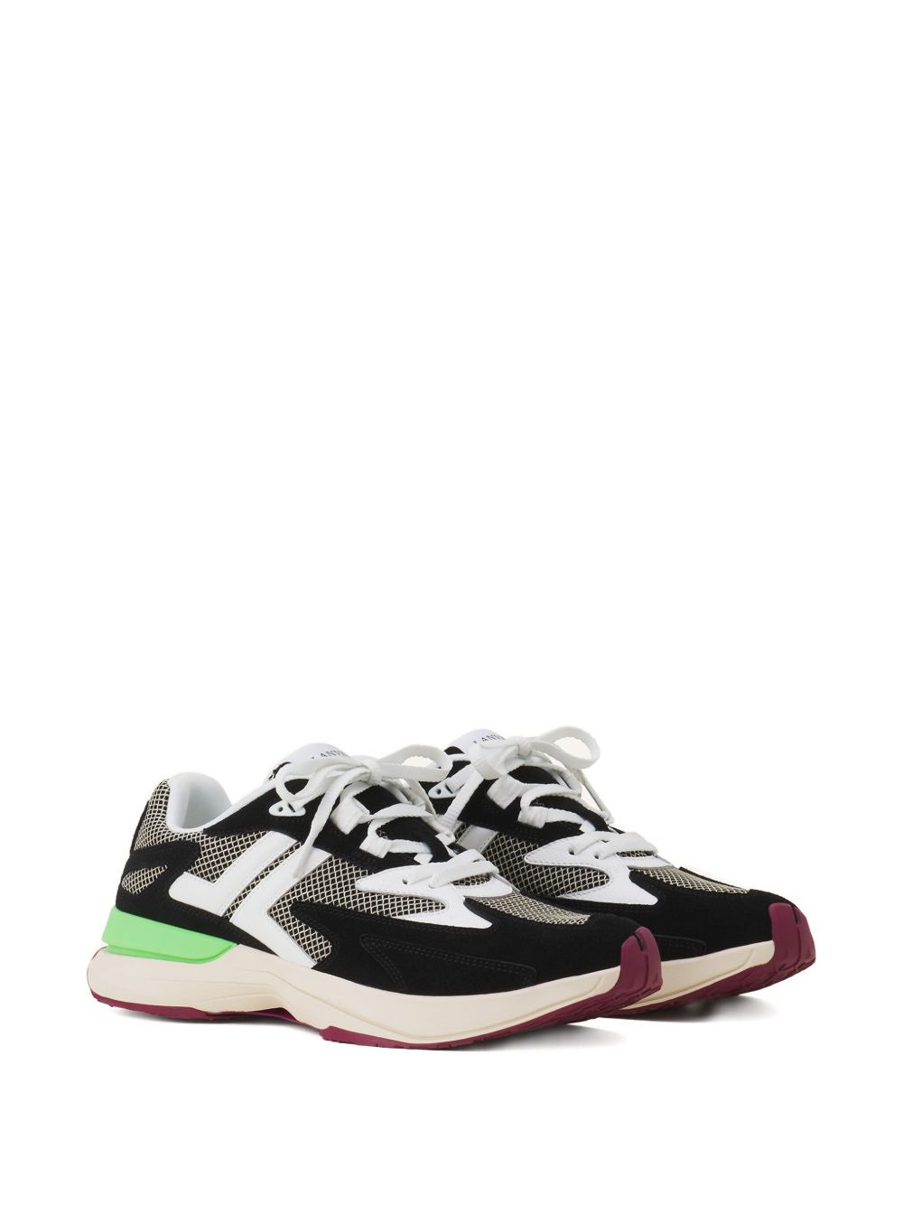 mesh-panel leather sneakers - 2