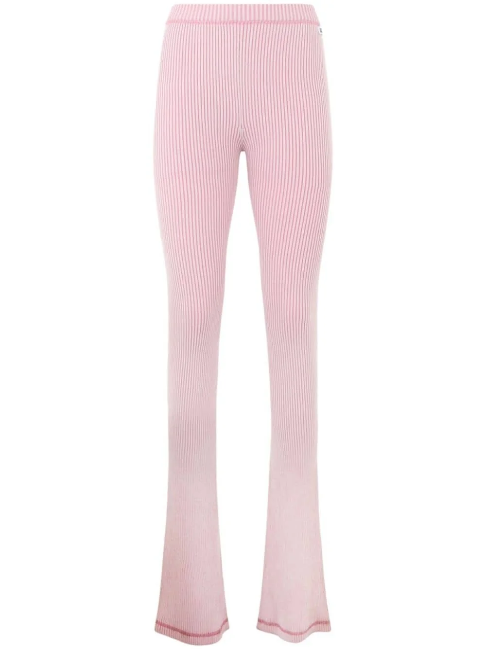 ribbed knit flared trousers - 1