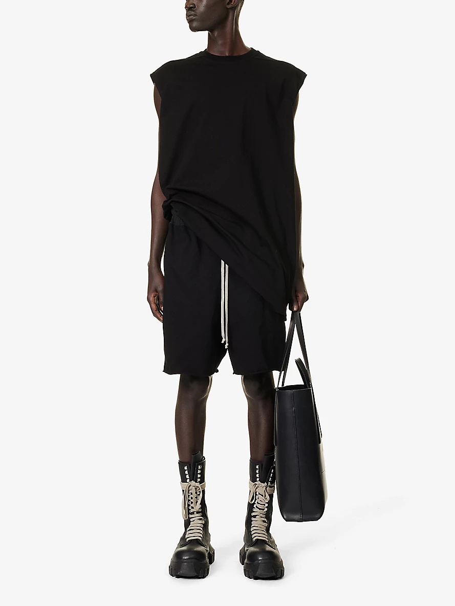 Drawstring-waistband mid-rise stretch-cotton shorts - 2