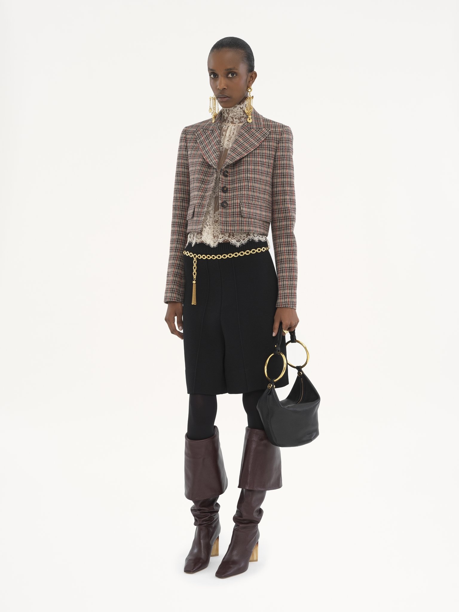 CROPPED SPENCER JACKET IN HOUNDSTOOTH WOOL - 3