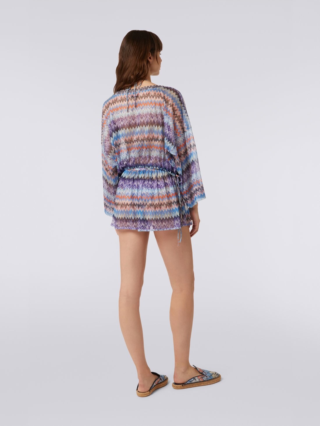 Chevron viscose tulle cover up shorts - 4