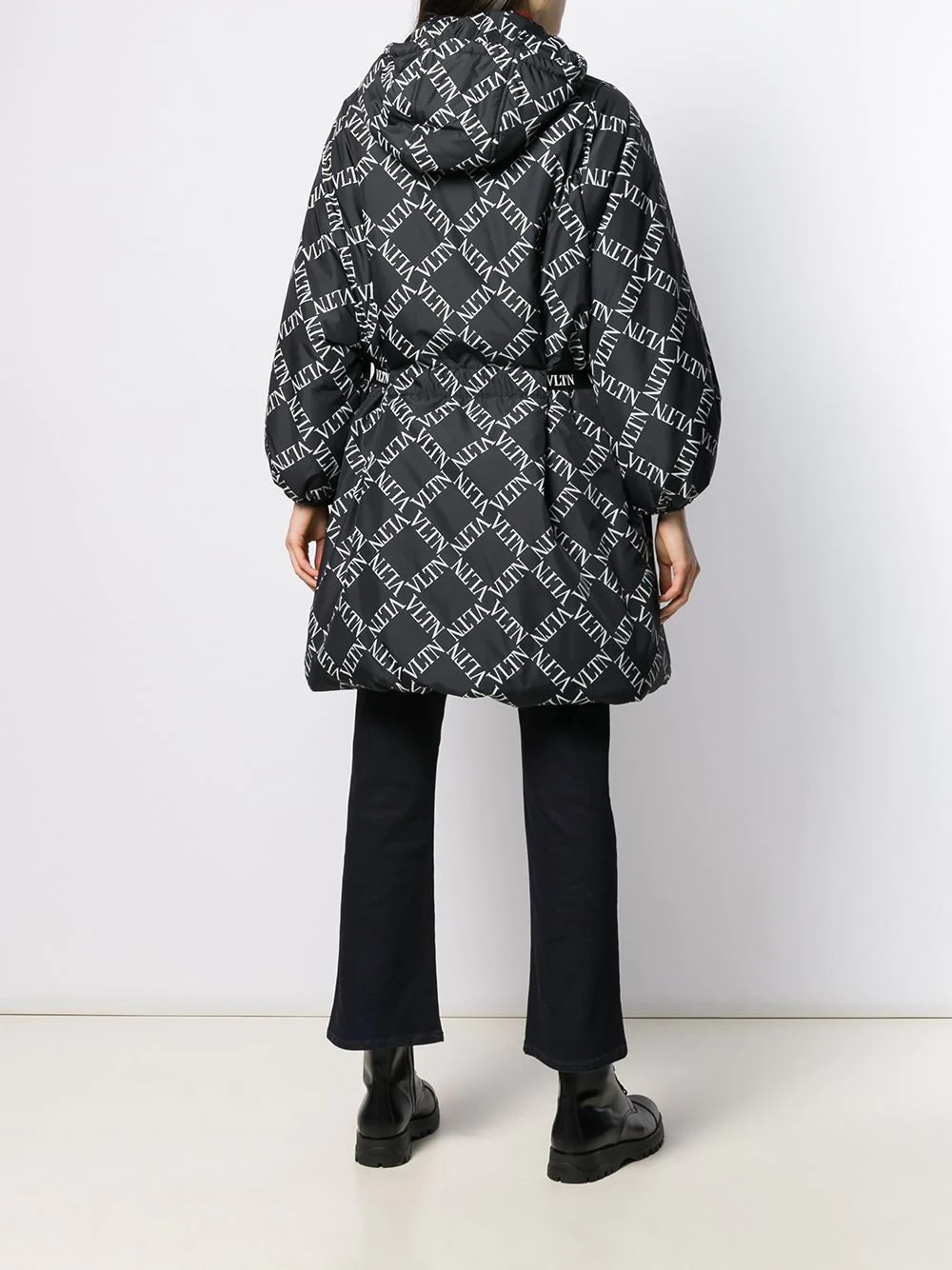 logo print padded coat - 4