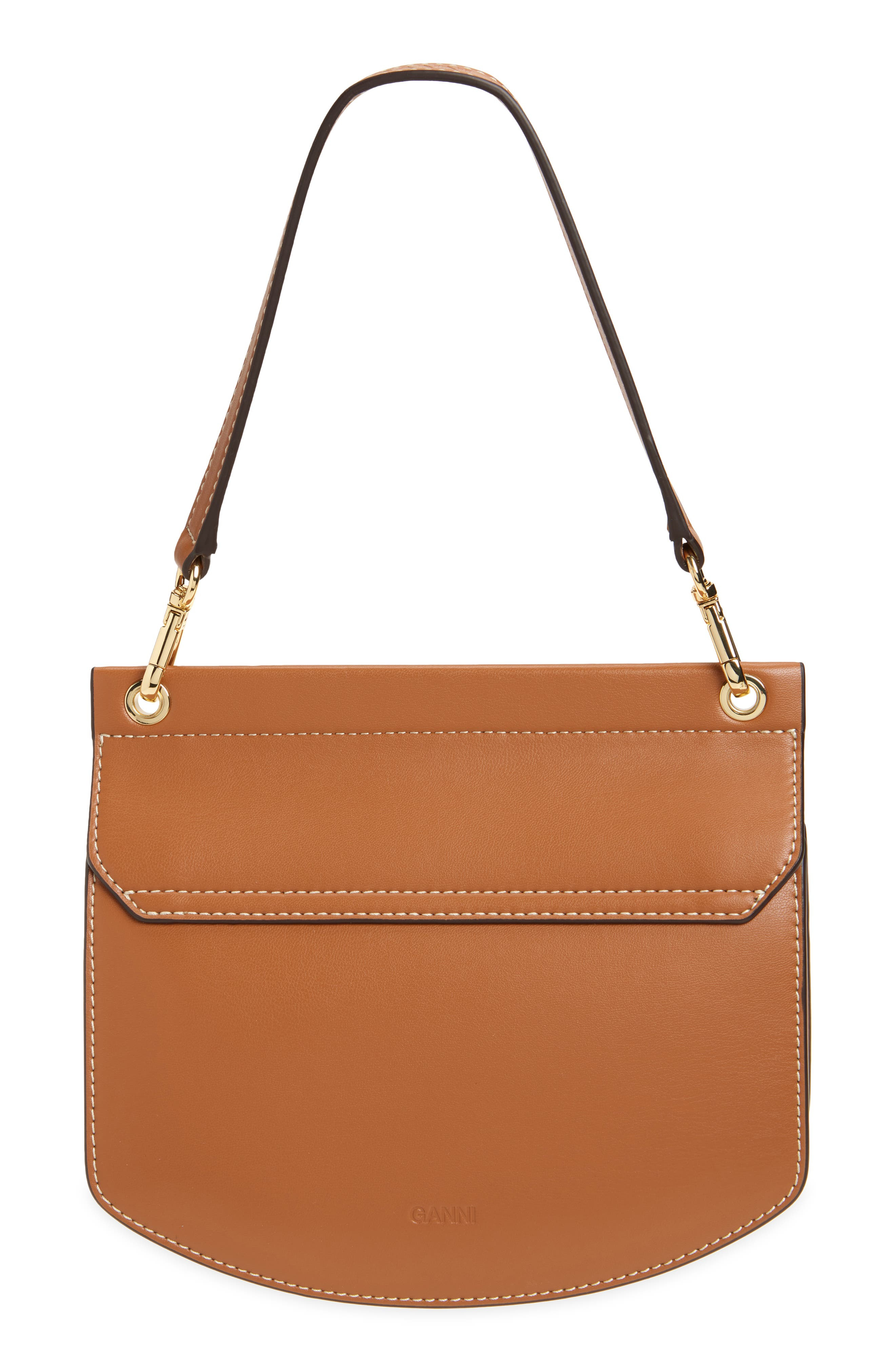 Ganni Small Apo-G Leather Crossbody Bag in Caramel Cafe at Nordstrom - 4