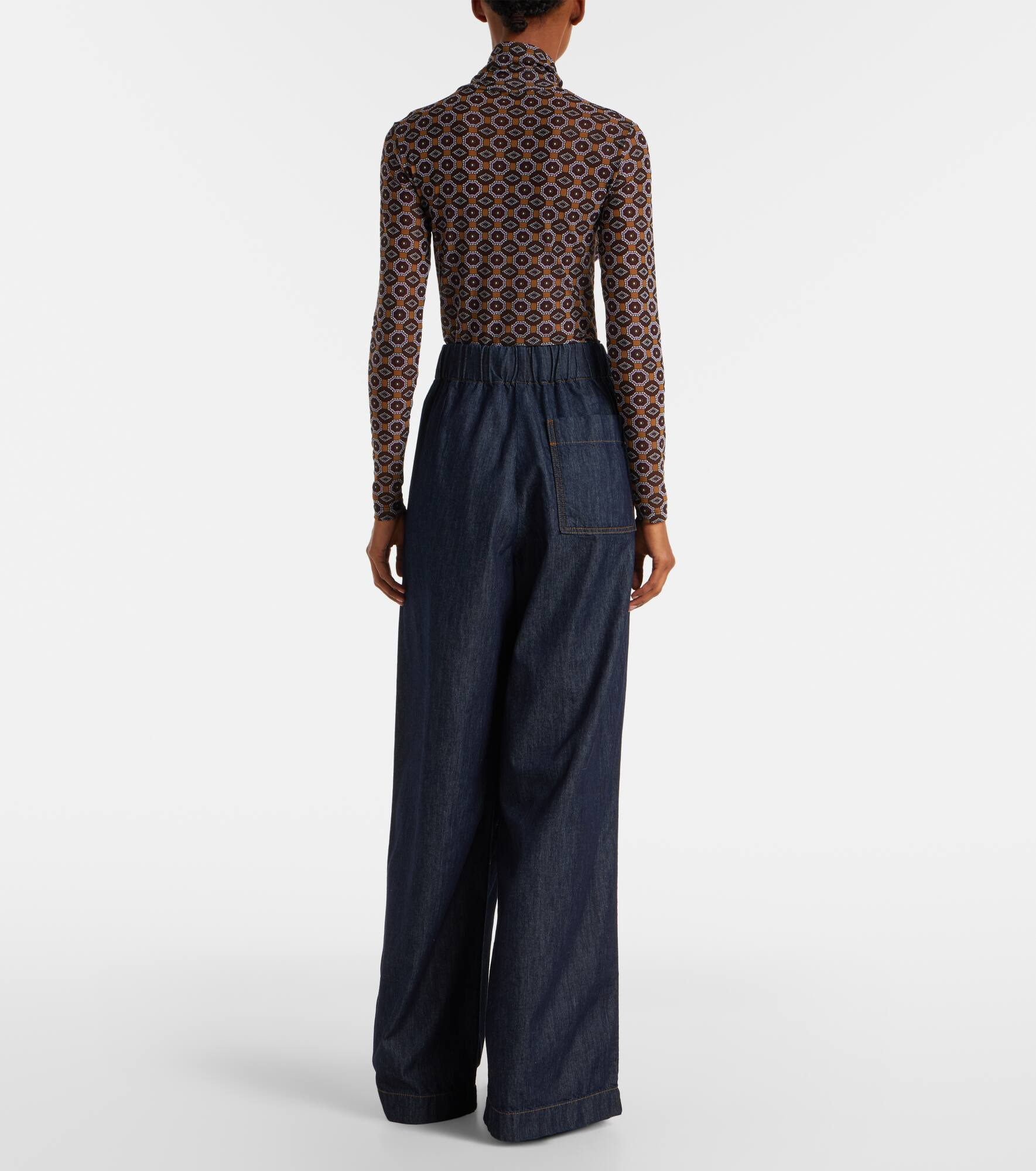 Pleated high-rise wide-leg jeans - 3