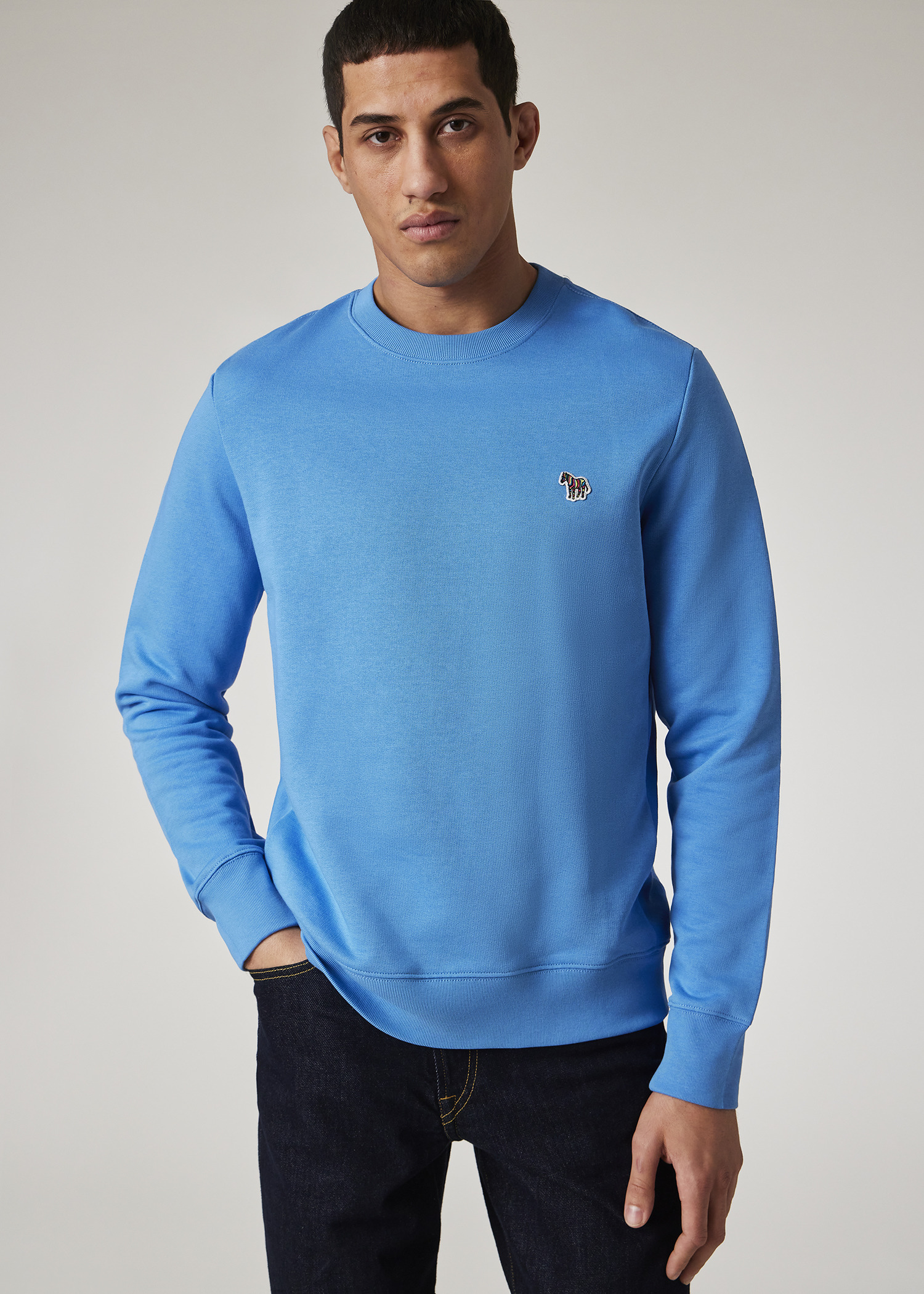 Mid Blue Organic Cotton 'Zebra' Badge Sweatshirt - 5