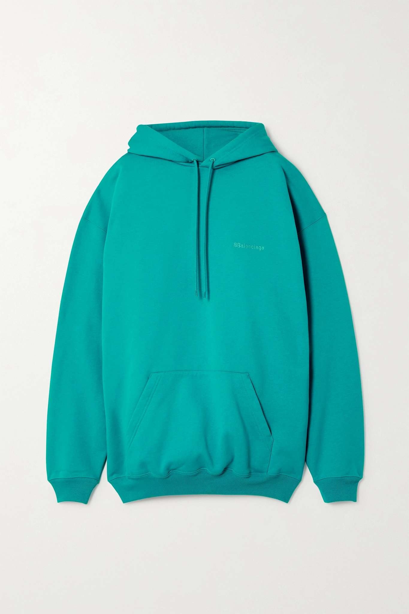 Oversized embroidered cotton-jersey hoodie - 1