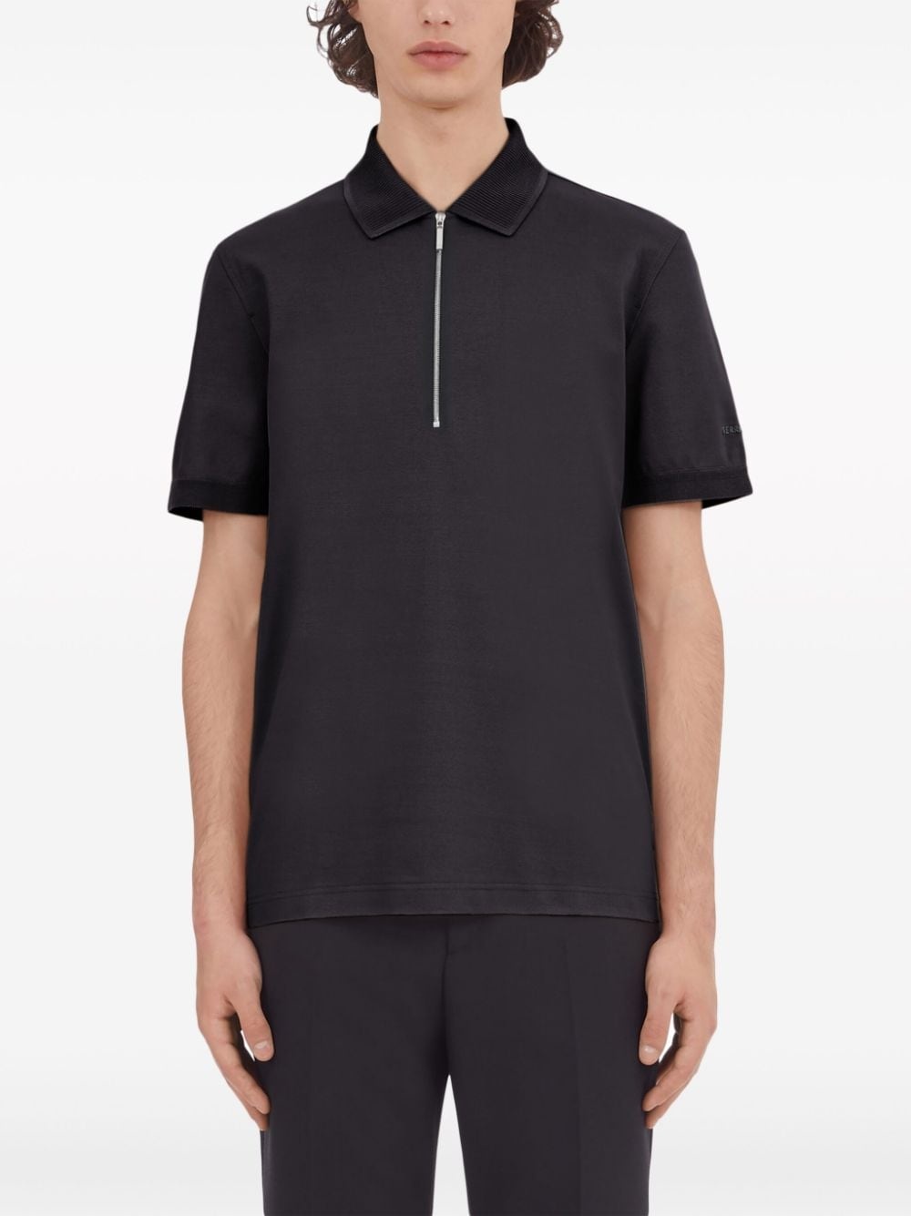 logo-embroidered cotton polo shirt - 3