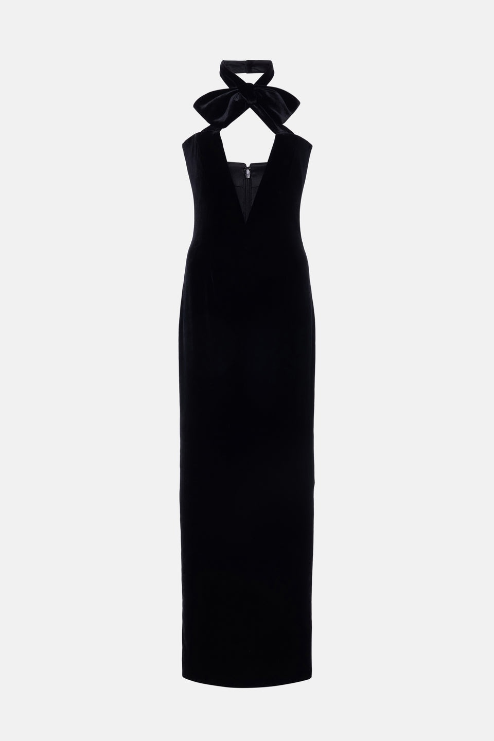 VELVET BUSTIER EVENING DRESS WITH BOW - 1