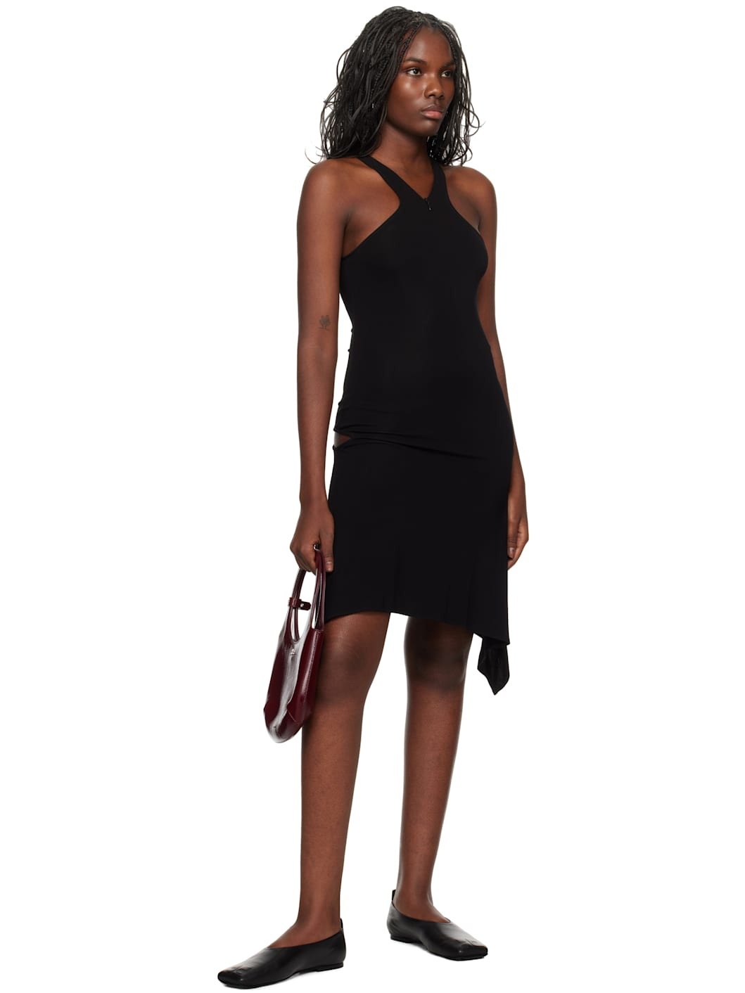 Black Criss Cross Jersey Minidress - 4
