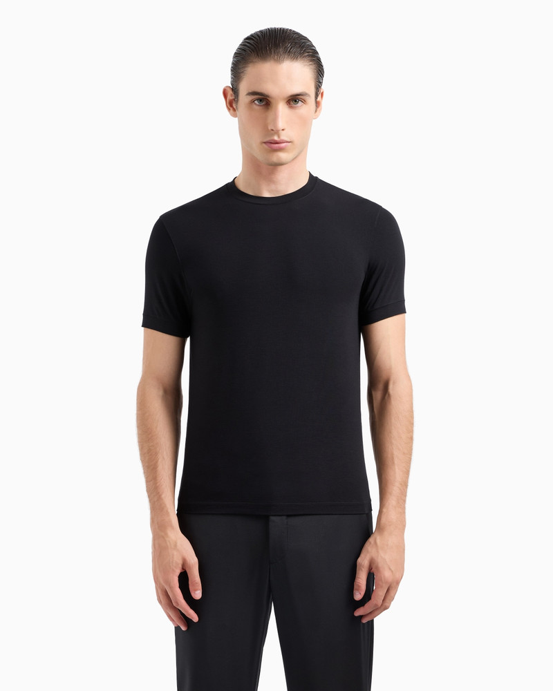 GIORGIO ARMANI Icon Crew-neck T-shirt in stretch viscose jersey outlook