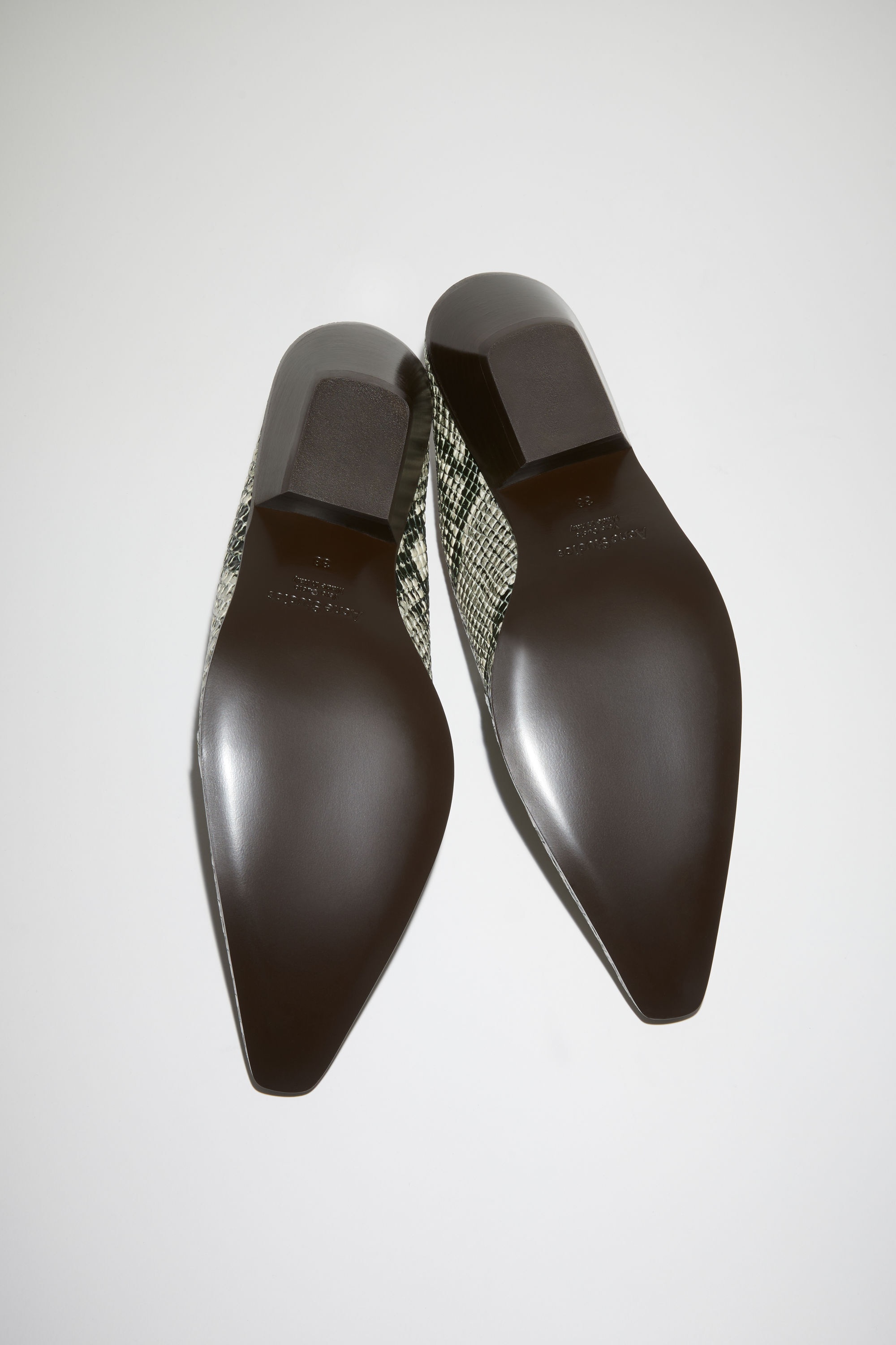 Snake print leather mules - Multi beige - 4