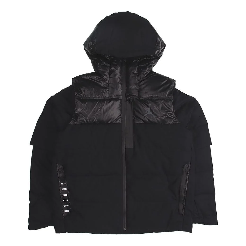 Air Jordan protection against cold Stay Warm hooded Basketball Sports Down Jacket Black 924676-010 - 1