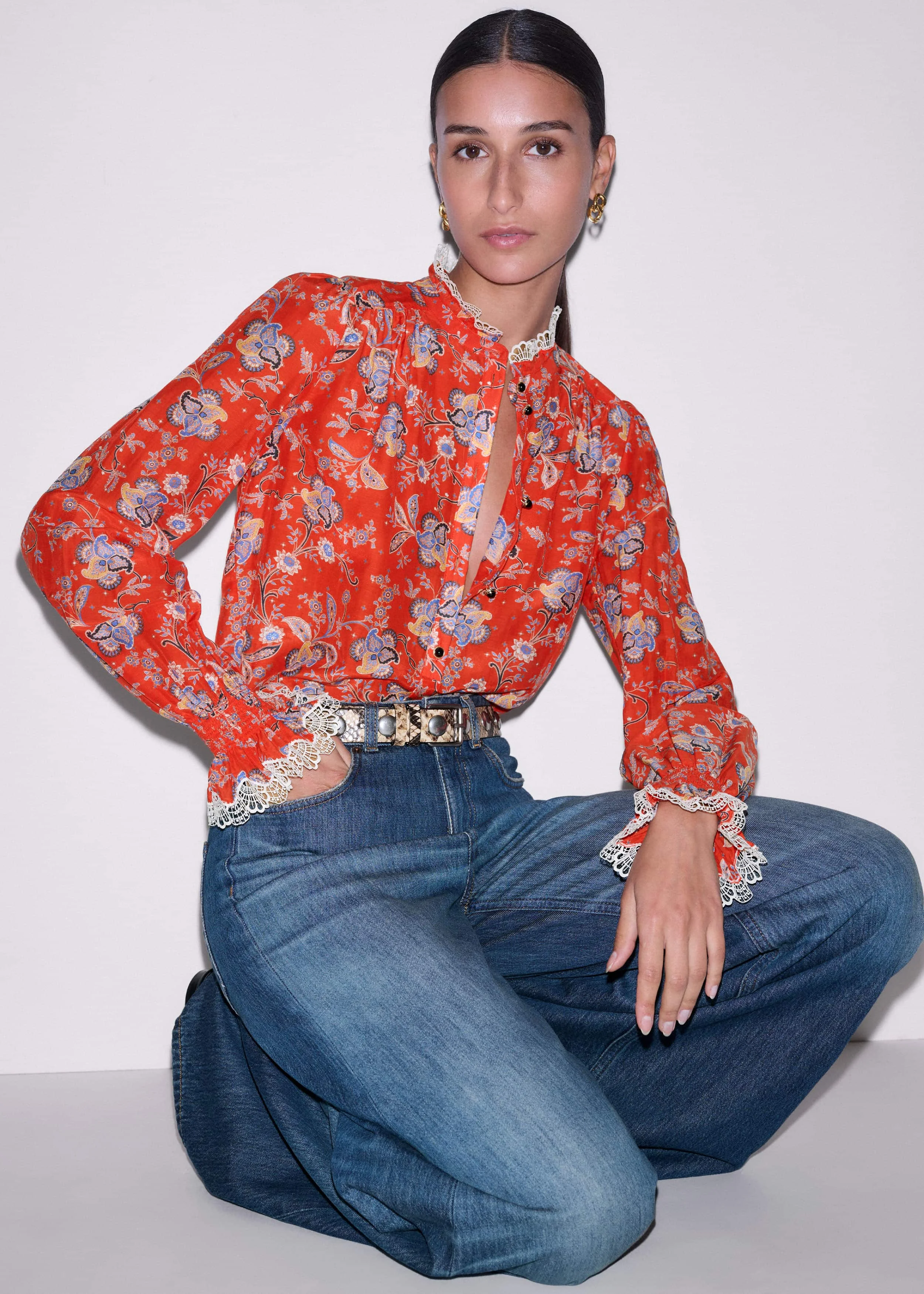 Lace Trim Blouse - 1