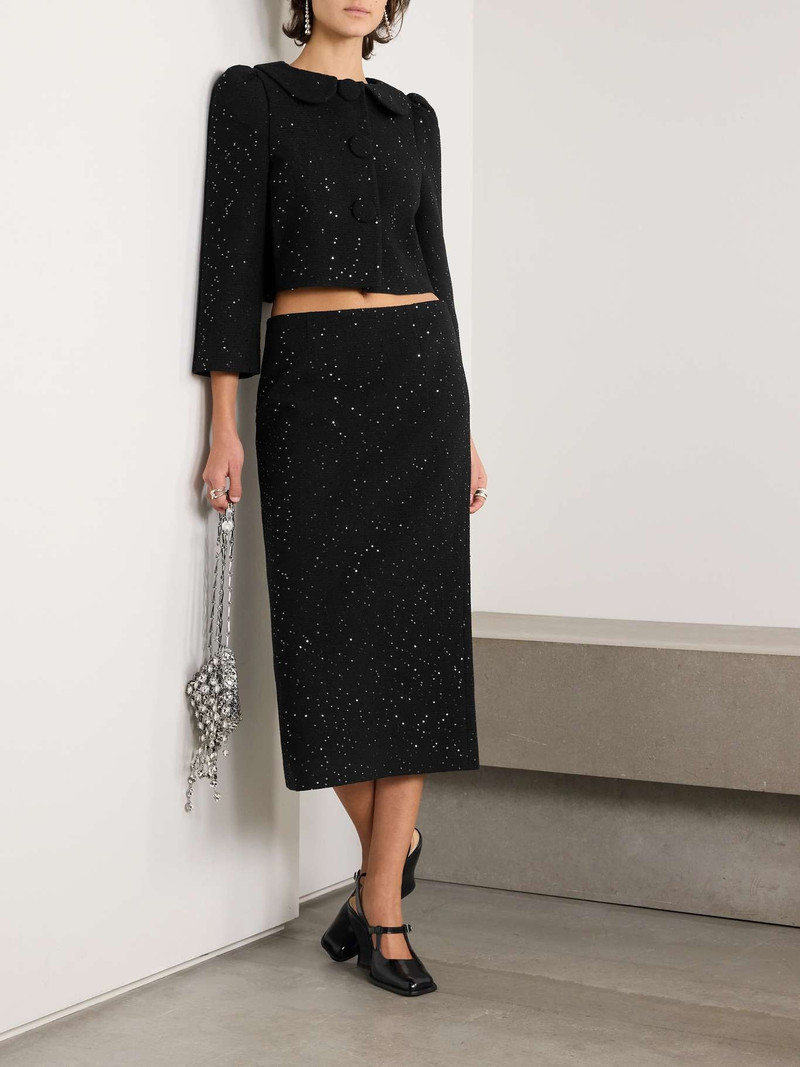 SHUSHU/TONG Cropped sequined wool-blend tweed jacket outlook
