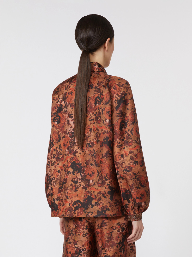 LUSSO Relaxed-fit printed silk shirt - TERRA COTTA 4