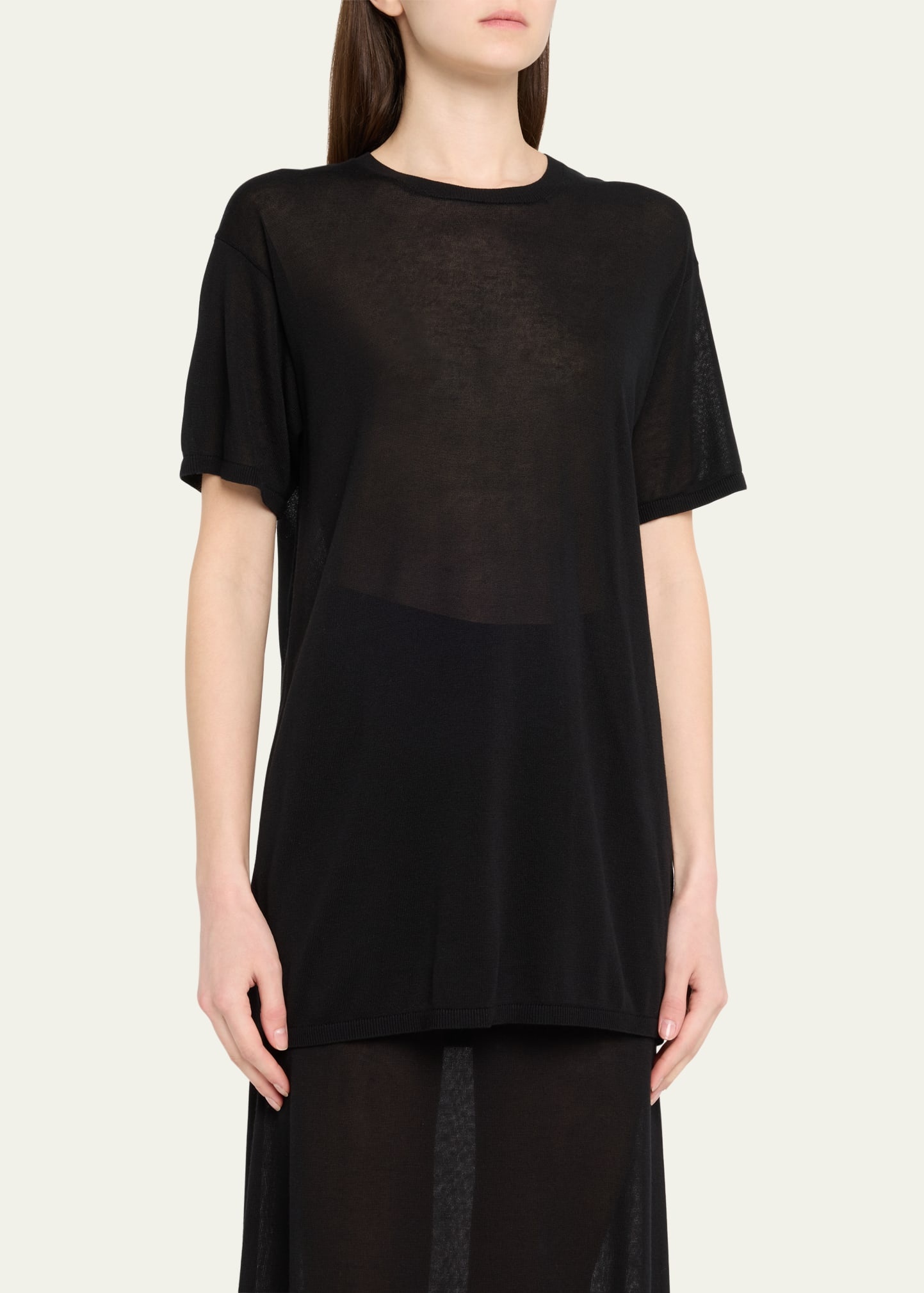 Cashmere-Blend Short-Sleeve Knit T-Shirt - 4