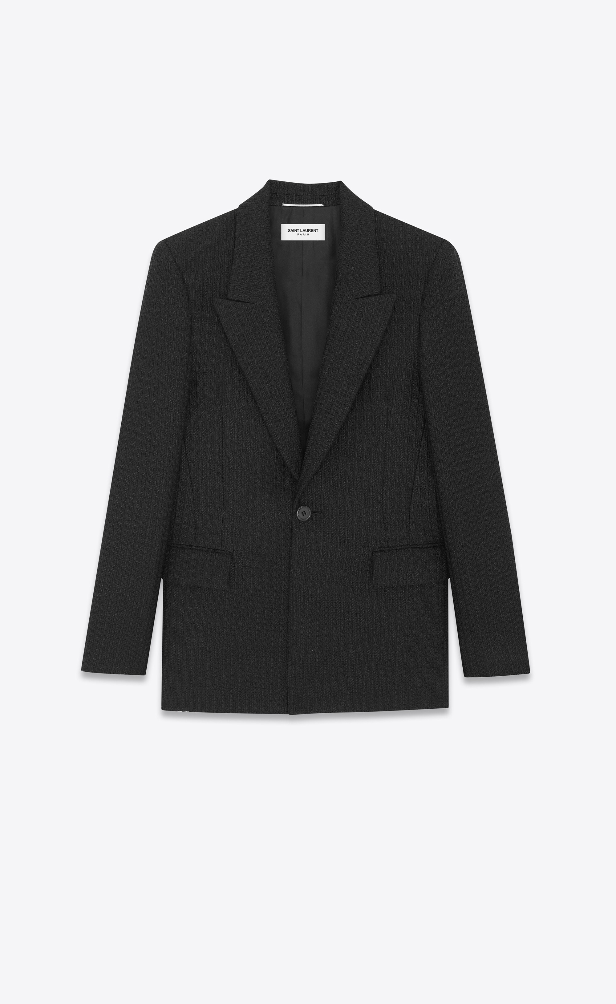 single-breasted jacket in striped linen, wool and silk - 1