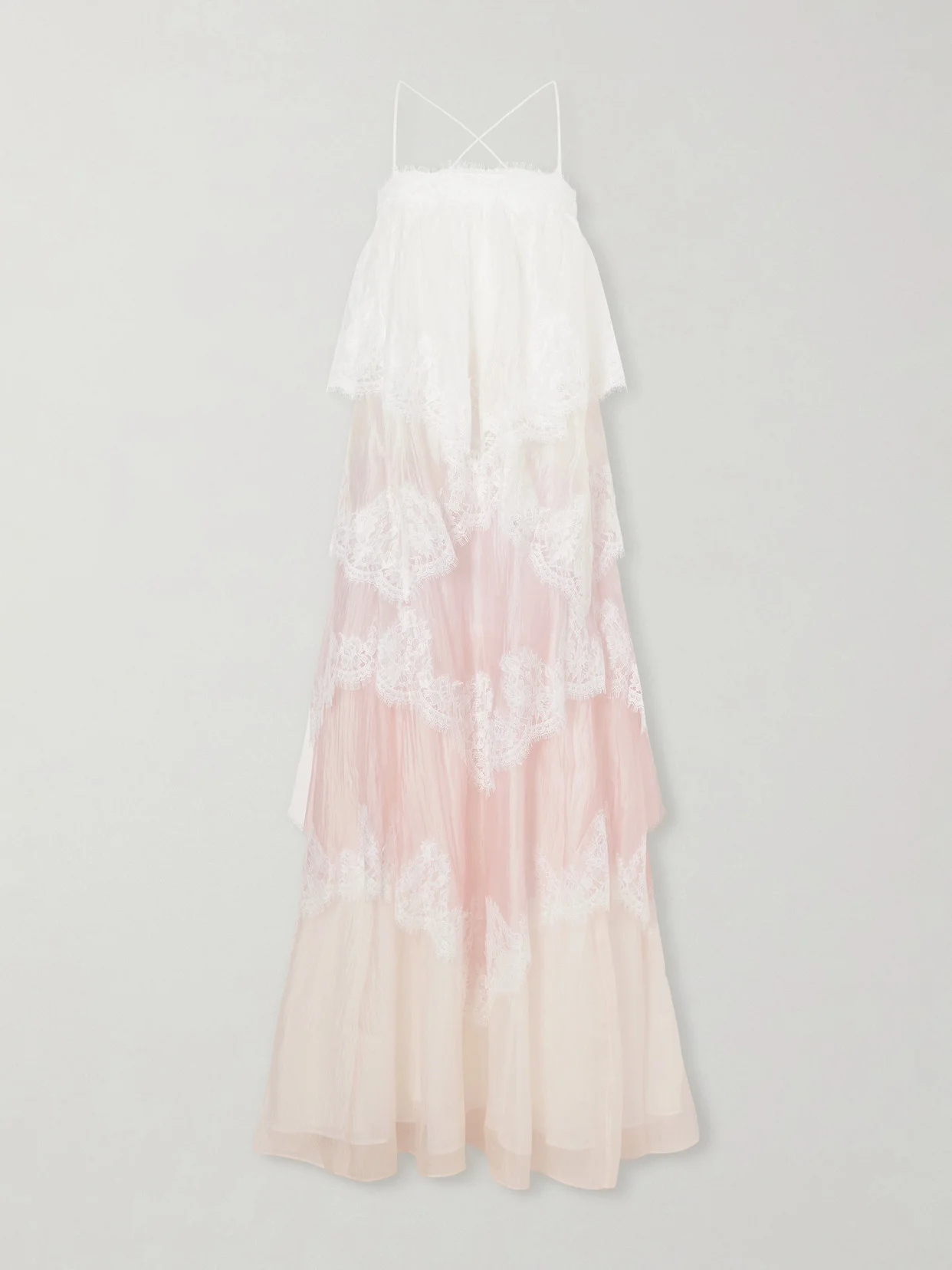 Ophelia Lace-trimmed Ruffled Chiffon Gown - 1