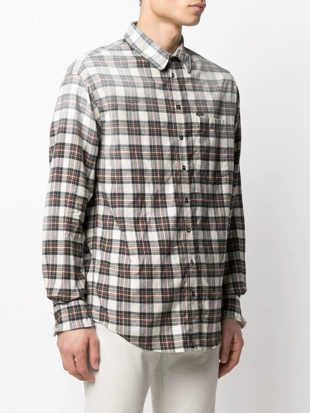 distressed effect flannel shirt - 3