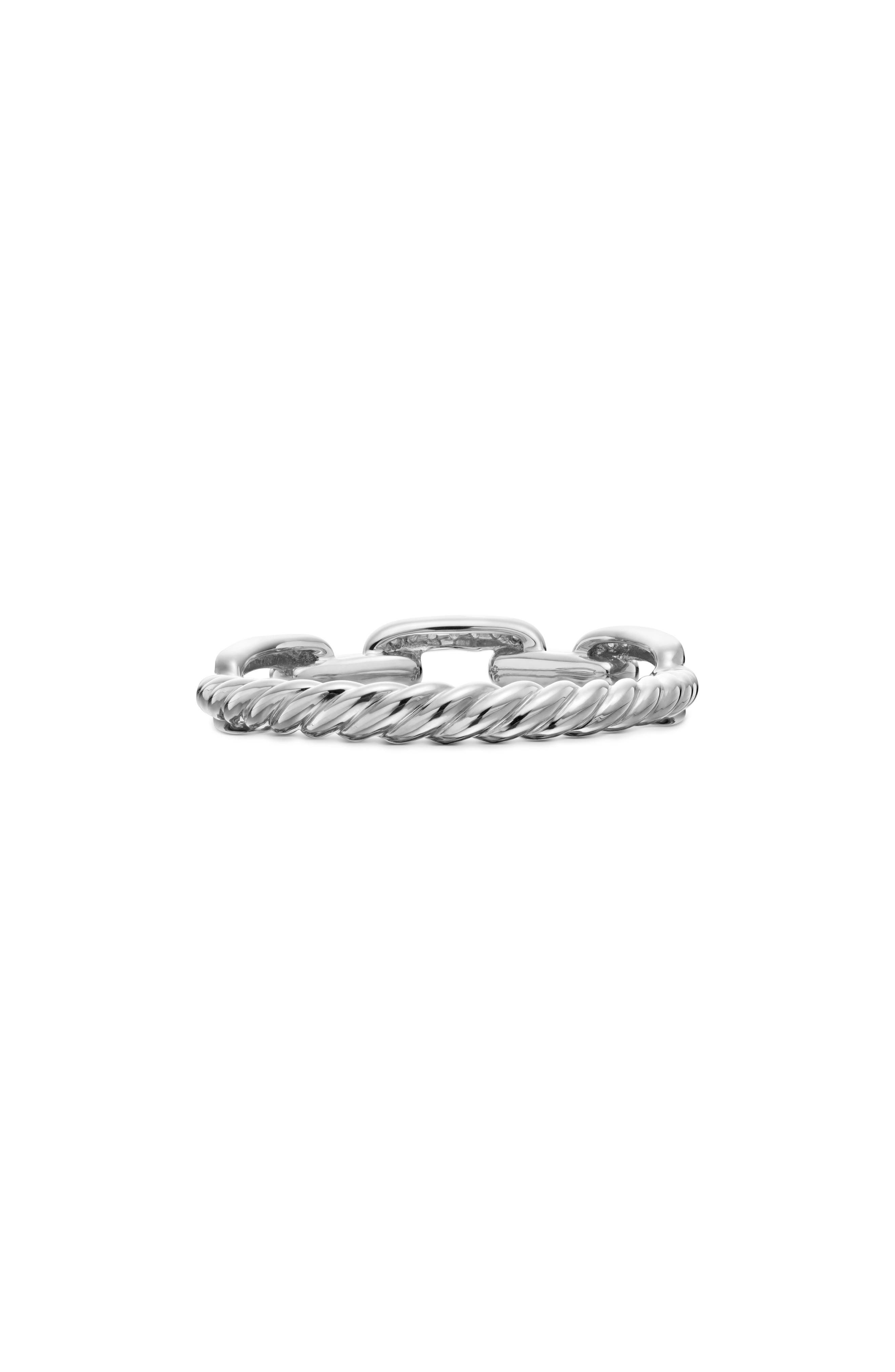David Yurman Stax Single Row Pave Chain Link Ring with Diamonds in 18K White Gold at Nordstrom - 6