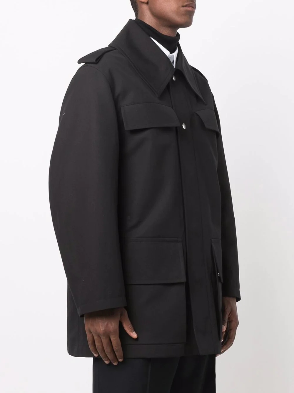 single-breasted cotton parka - 3