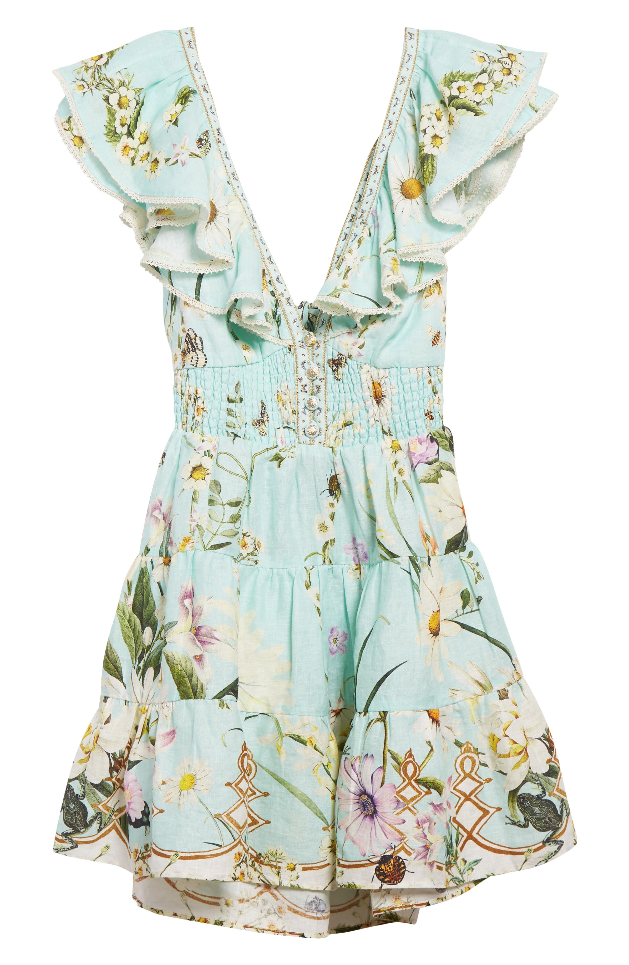 Camilla Floral Freefall Tiered Linen Minidress at Nordstrom - 5