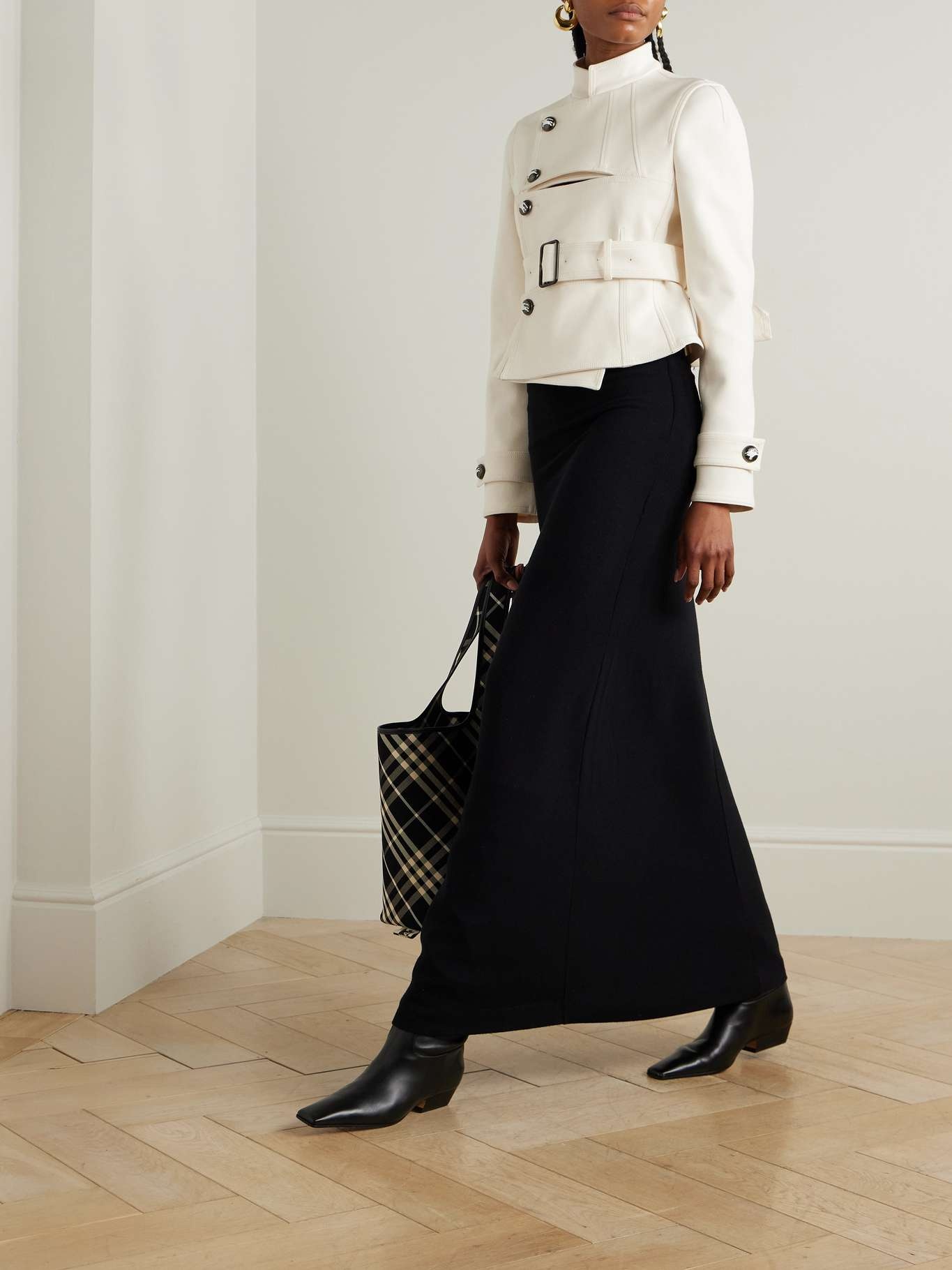 Embellished belted canvas jacket Off-white - 2