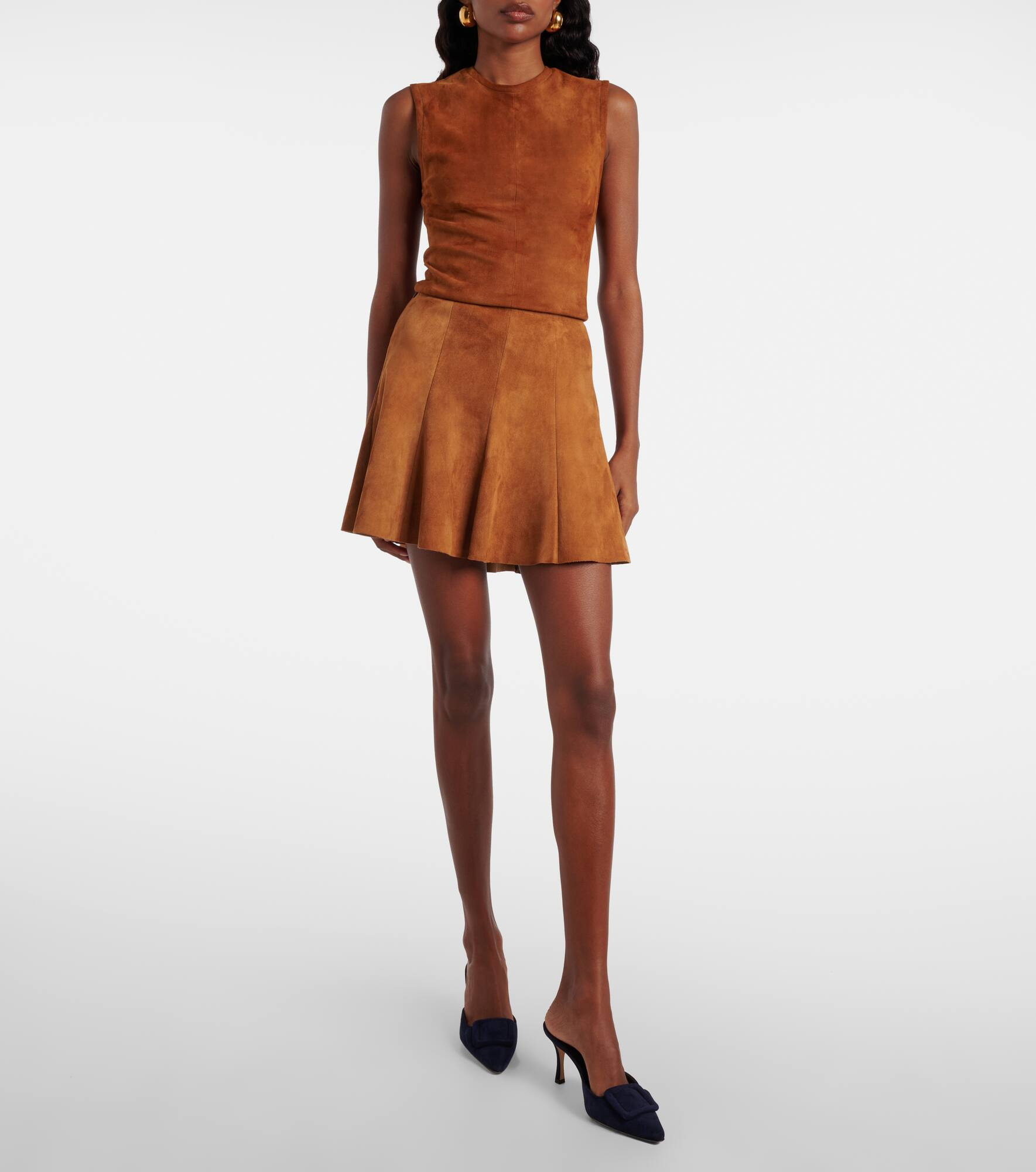 Mila pleated suede miniskirt - 5