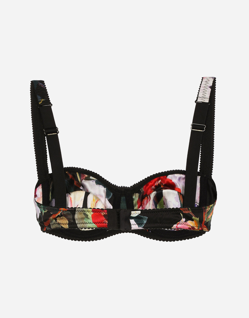 Dolce & Gabbana Satin balconette bra with rose garden print outlook