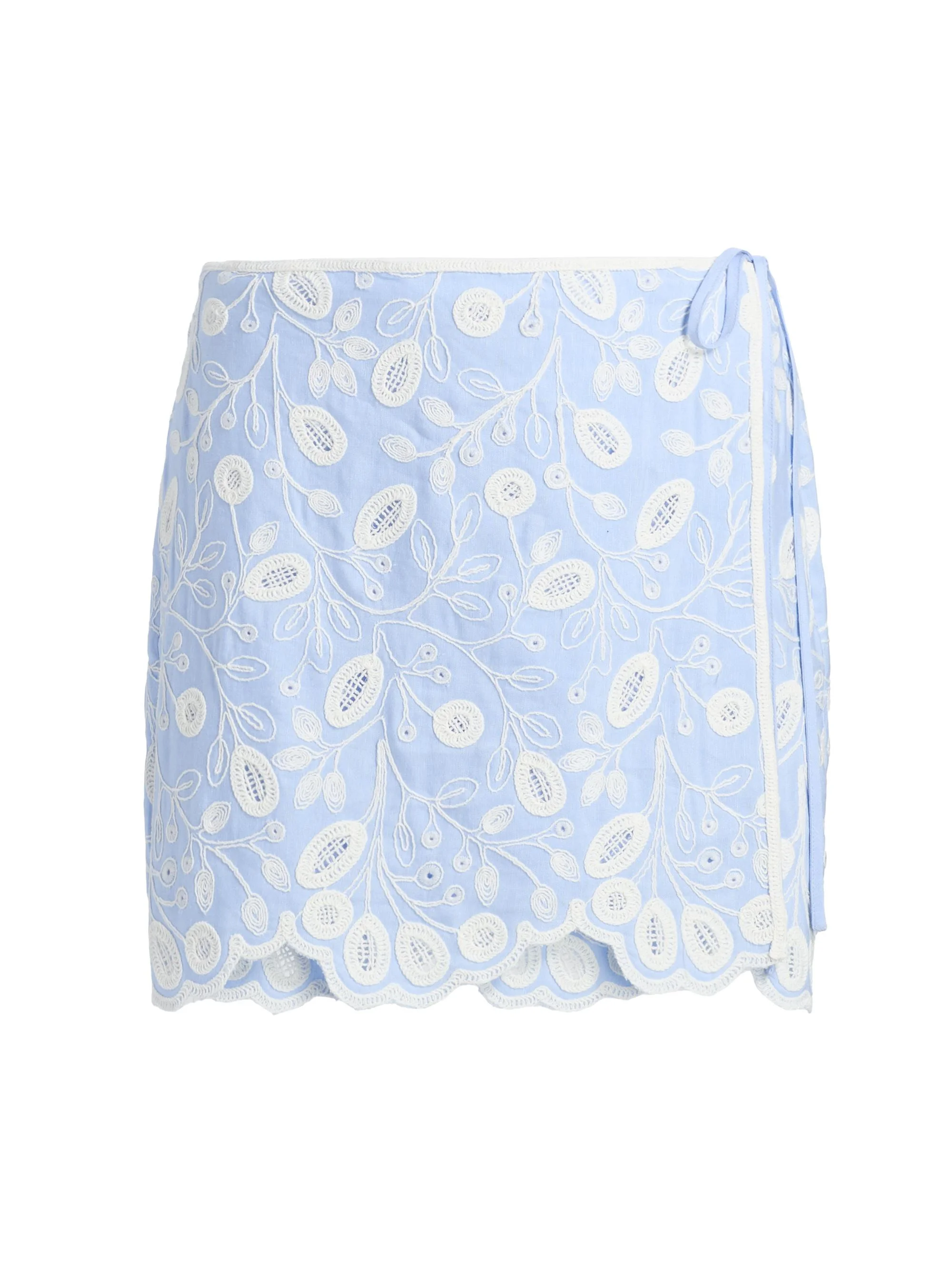 Women's Delaney Embroidered Linen-Blend Mini Skirt - Tidepool Multi - 1