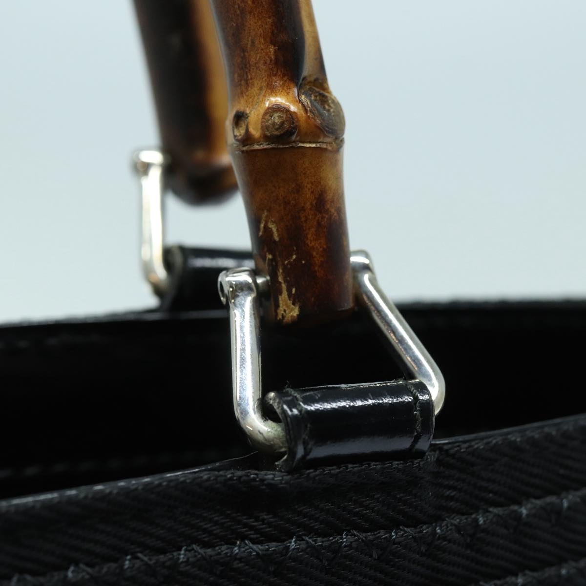 GUCCI Bamboo Hand Bag Canvas Black Gold 000 1998 000 1998 - 15
