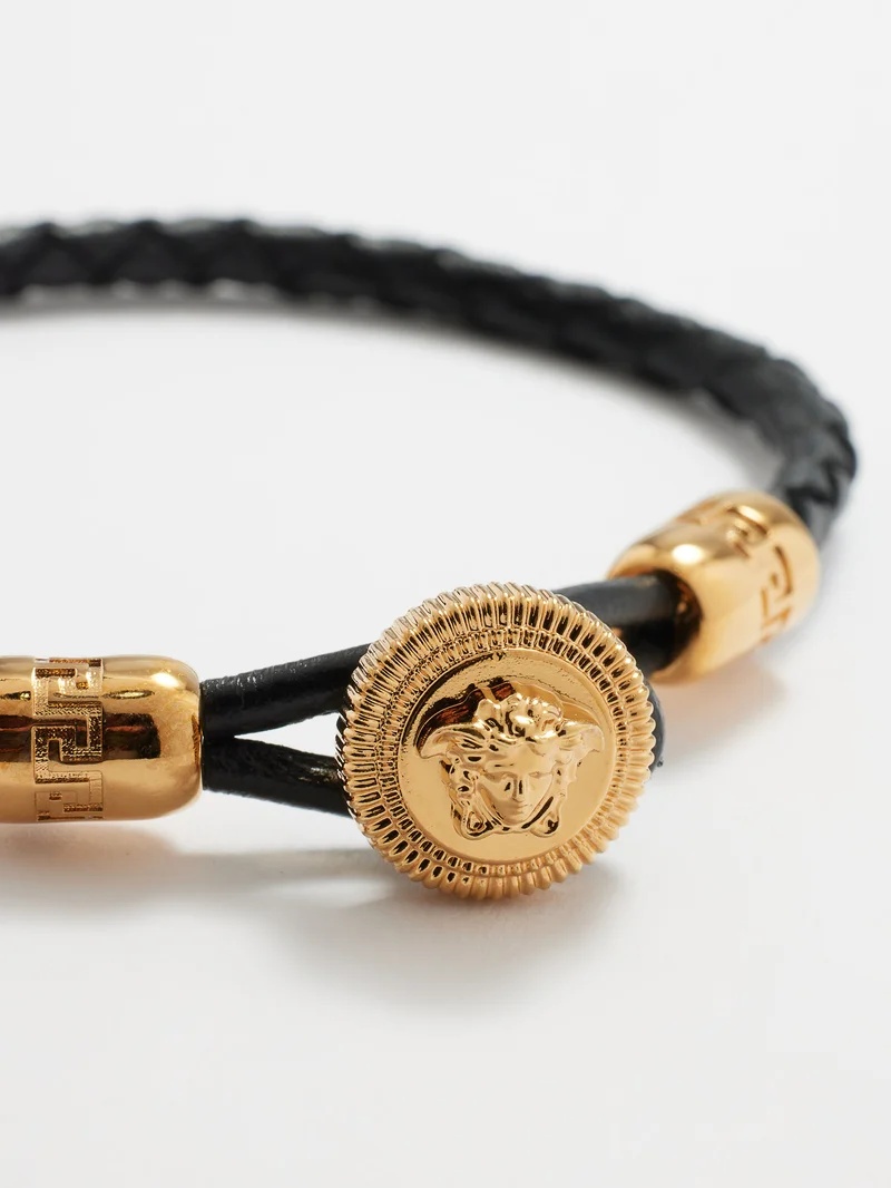 Medusa-medallion leather bracelet - 3