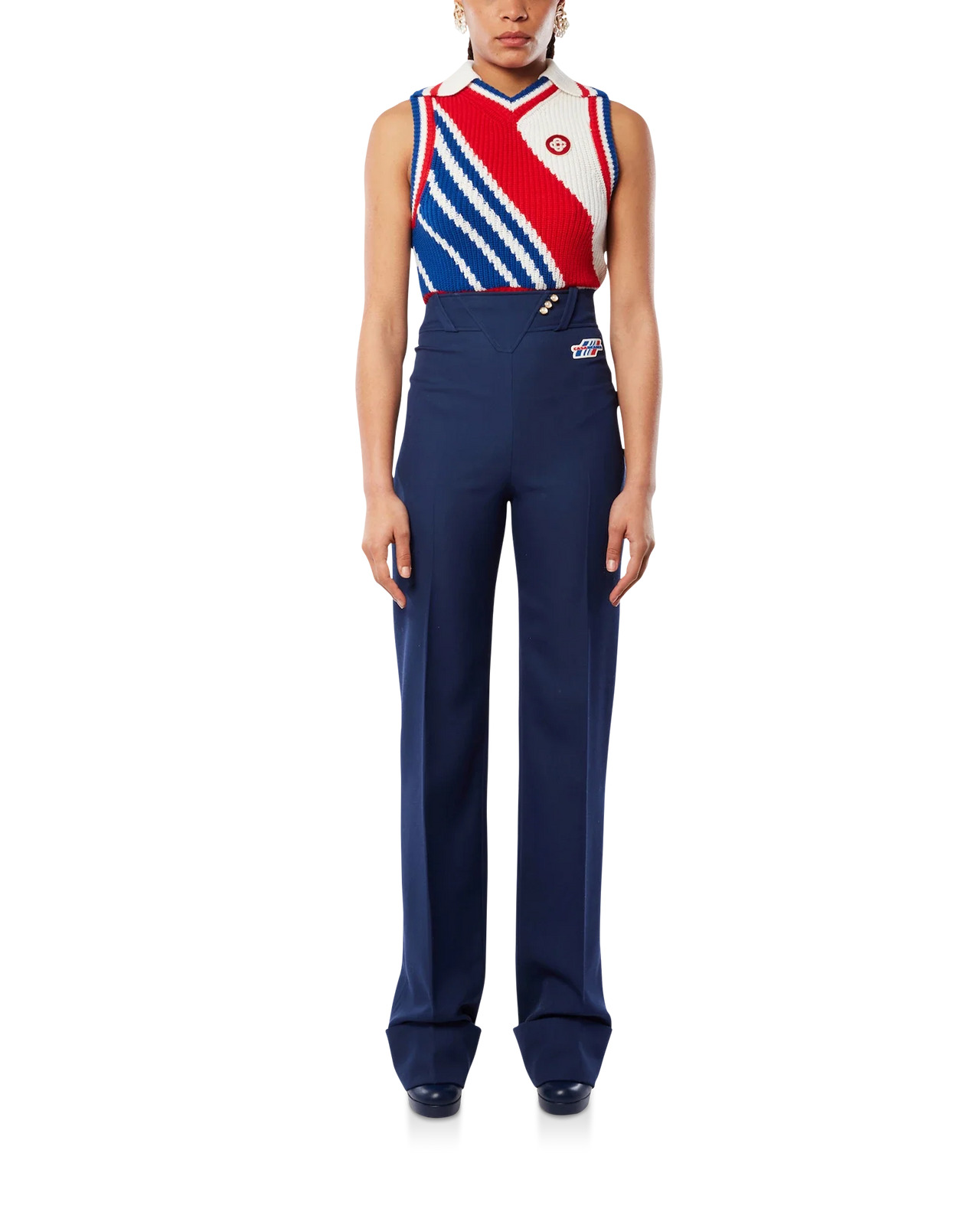 Navy Waist Panel Trousers - 2
