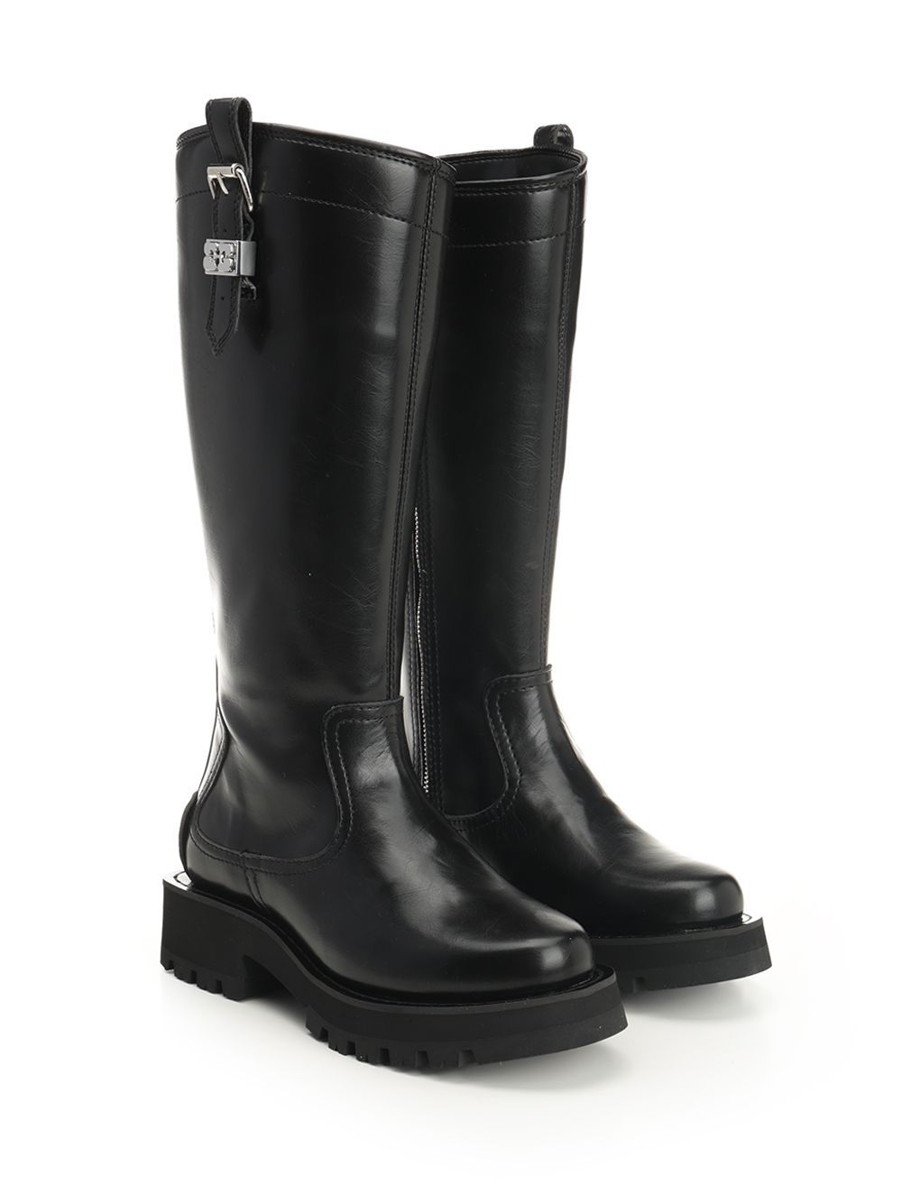 Studs High Boot Crinkle Oleatex Boots Black - 2