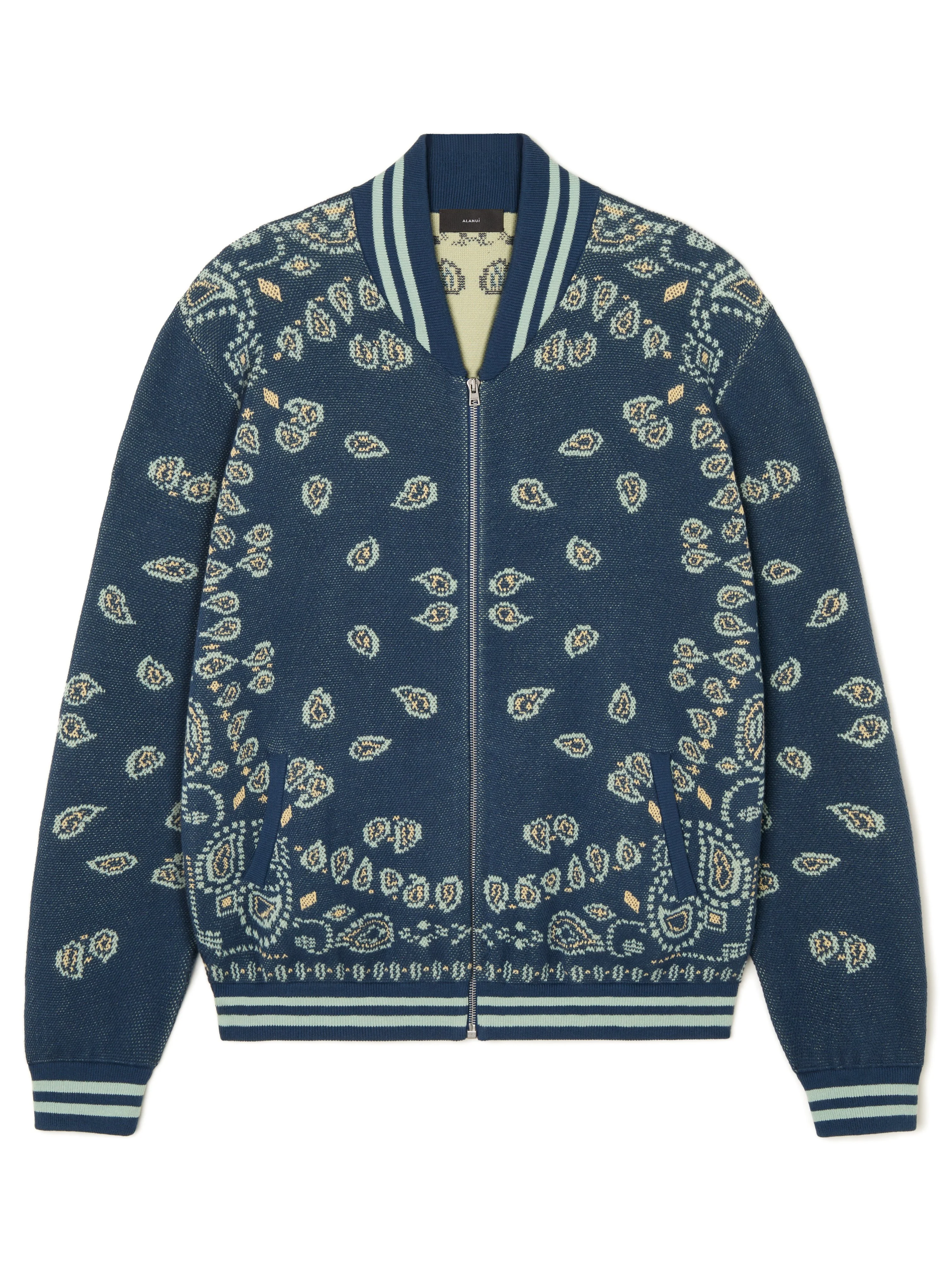 Bandana Piquet Jacquard Bomber Jacket - 1