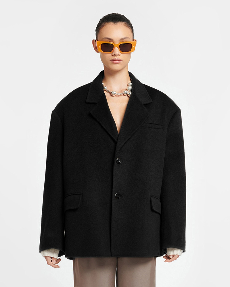 Double Wool And Silk Blend Boxy Blazer 1