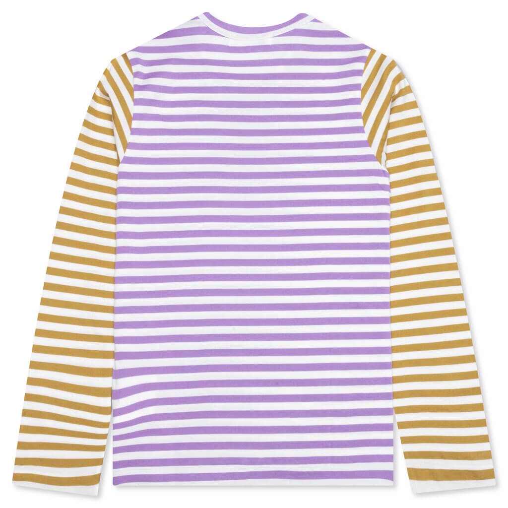 WOMEN'S BI-COLOR STRIPE T-SHIRT - PURPLE/OLIVE - 2