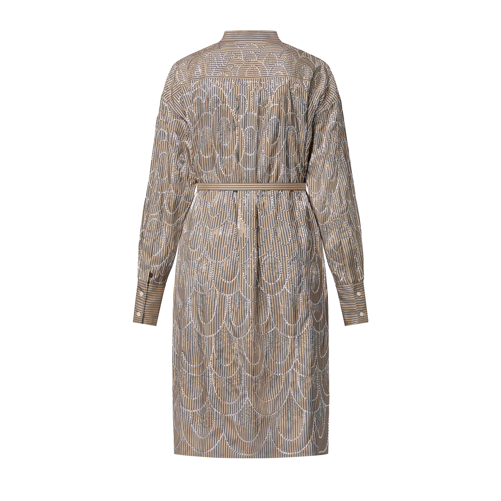 Bejeweled Pinstripe Shirt Dress - 3
