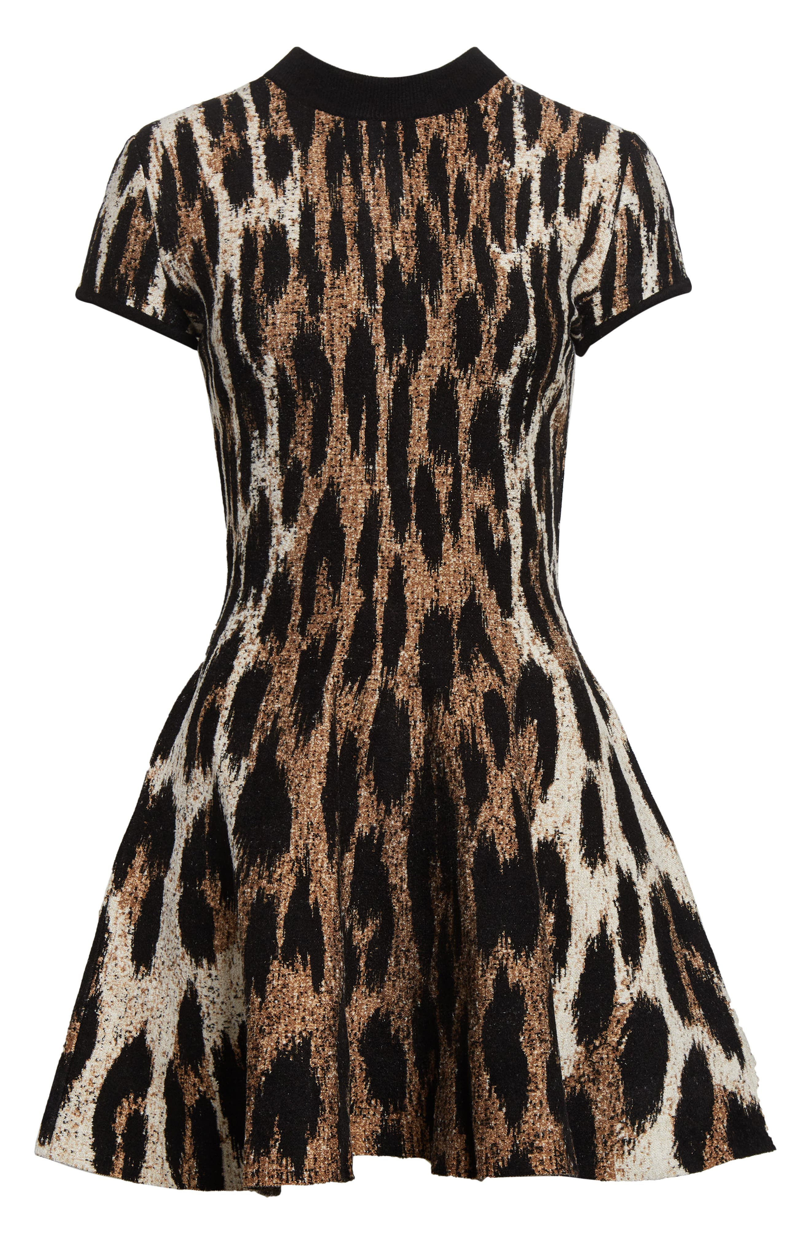 Balmain Leopard Jacquard Fit & Flare Minidress in Black/Ecru/Brown at Nordstrom - 5