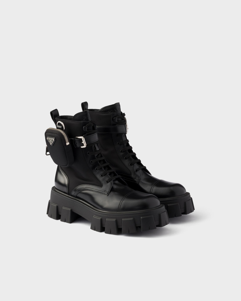 Monolith leather and Re-Nylon booties with pouch 1