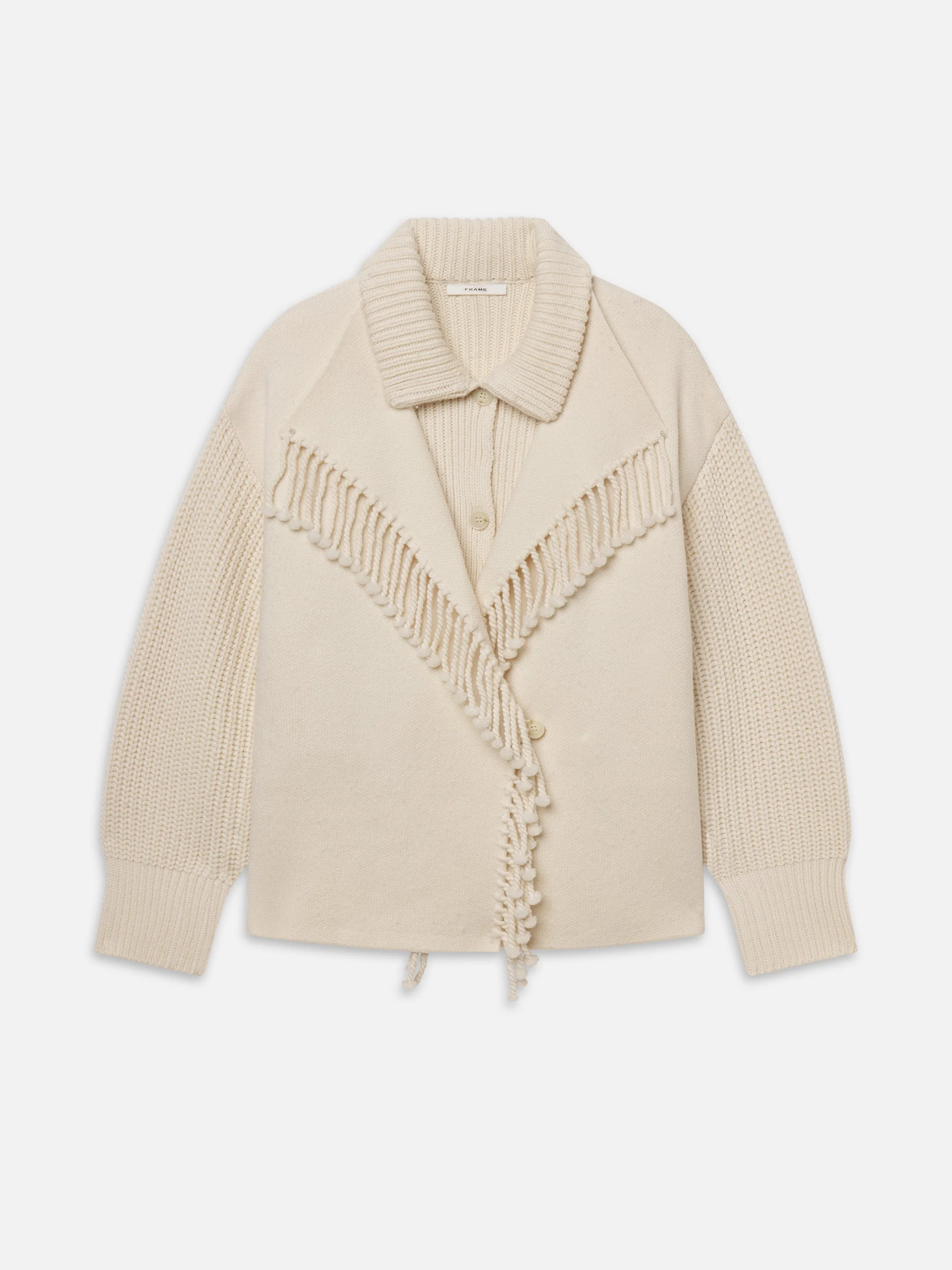 The Cropped Jacquard Fringe Coat - 1