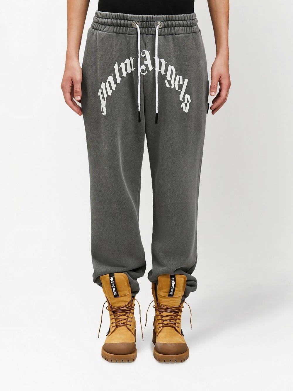 Curved Logo-print drawstring track pants - 3