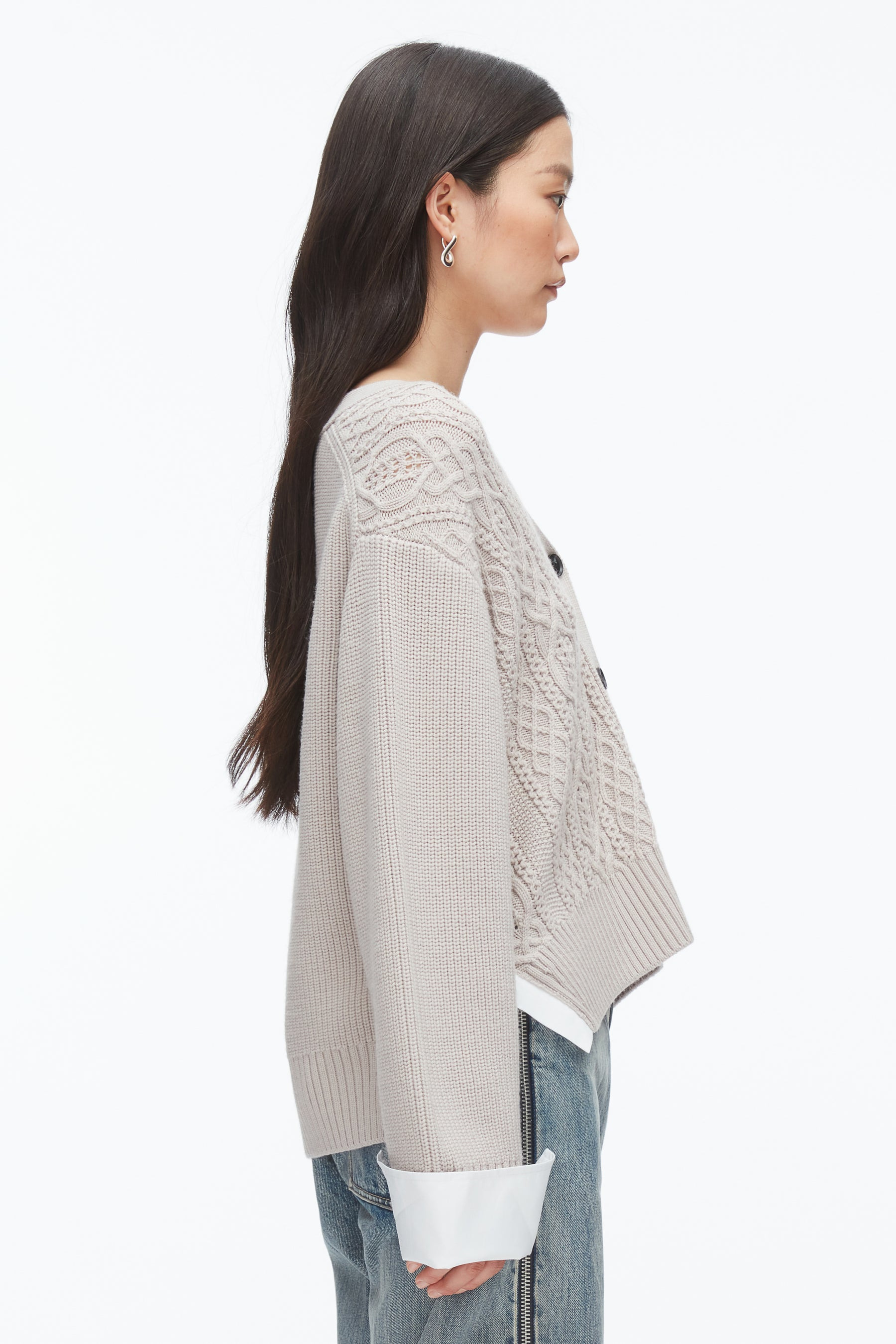 Cable Mix Boyfriend Cardigan - 4